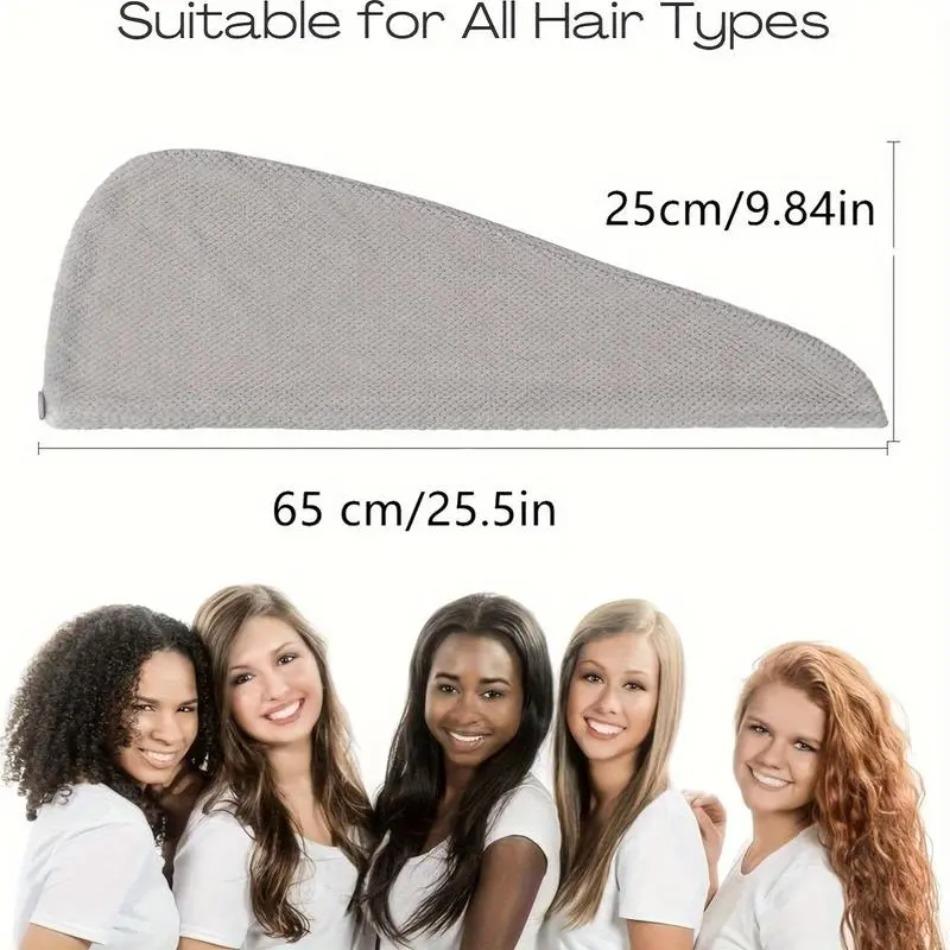 2026 NEW 2 Pack Microfiber Hair Towel Wrap for Women Super Absorbent Quick Dry Anti-Frizz Hair Turban Large with Button Bathroom Towel Set for All Hair Types