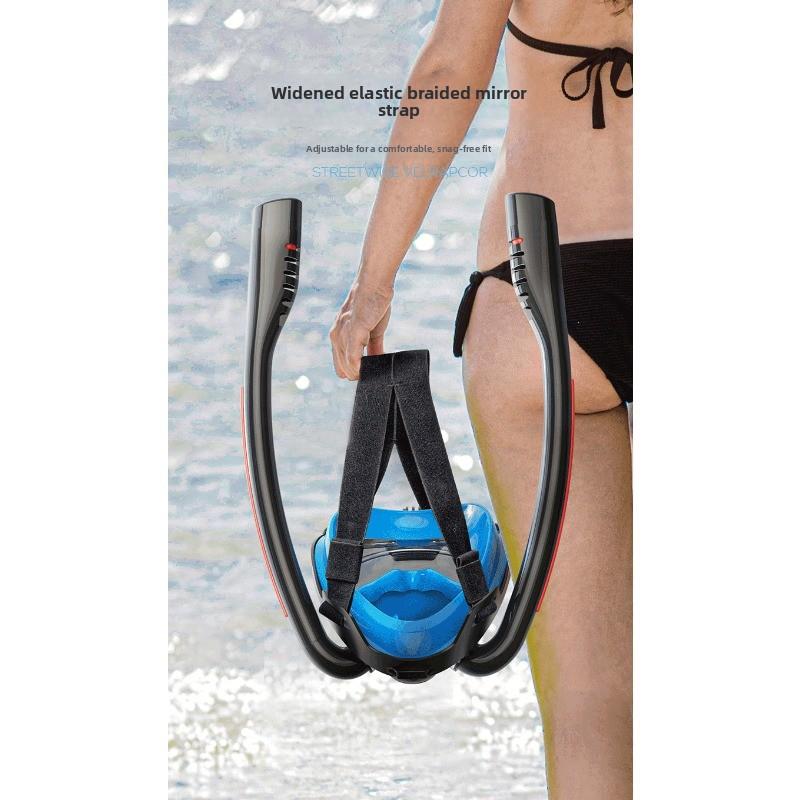 Double tube snorkeling goggles Mask Full dry diving equipment Adult diving rebreather Swimming mask  stealth snorkel