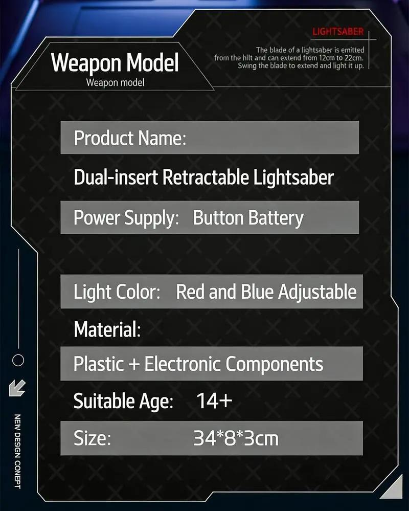 Retractable Double-Blade Light-Up Saber - Unsharpened Plastic Cosplay Prop, Cool Roleplay Toy, Playable Collectible Model, Perfect Christmas Gift