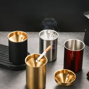 Thickened Stainless Steel Ashtray, Windproof Fly Ash Prevention, Fire Safe, Large Capacity, Durable Cigarette Ash Holder