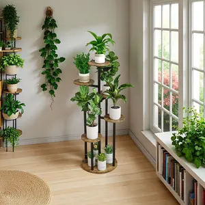 SORCEDAS Plant Stand - 4/5/6 Tier Garden Planter Stand, 6-9 Potted Capacity Waterproof Vertical Planter Tower & Plant Riser for Balcony Home Storage Organization