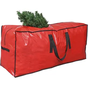 Christmas Tree Storage Bag Fits Up to 9 Ft Tall Disassembled Holiday Tree Protective Zippered Artificial Xmas Tree Storage Case Red