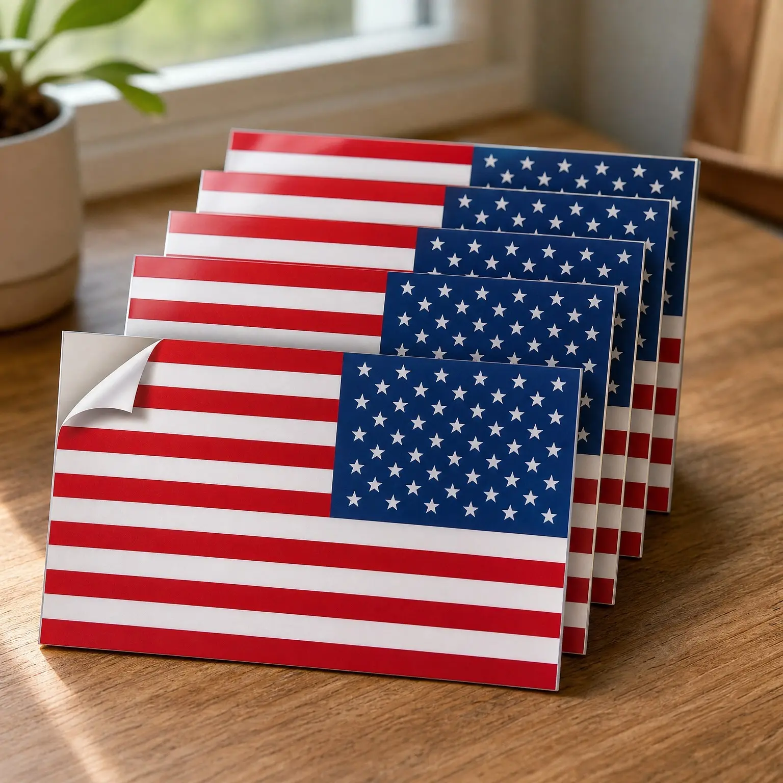 USA Flag Reflective Vinyl Decals, 4 Pack - 4" x 2.5" Patriotic StickersGift