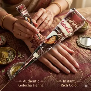 1/3 Pack Golecha Henna Cone, Henna Cone, Natural Color, Waterproof Temporary Tattoo Art, Ideal for Body Art and Tattoo Design, Natural Henna Cones