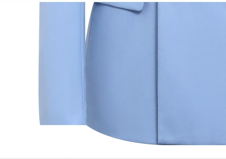 Men's Slim Fit Double-Breasted Suit  Peak Lapel Business Formal Groom Wedding Blazer With Side Vents