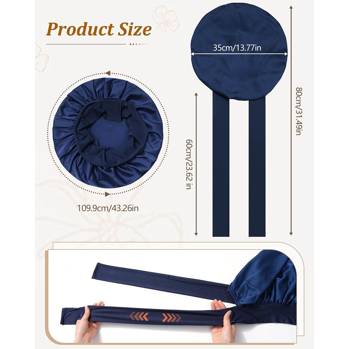 AWAYTR Satin Bonnet for Sleeping Women Silk Feeling Sleep Bonnet for Curly Hair Wrap with Elastic Tie Band Night Cap Light Purple