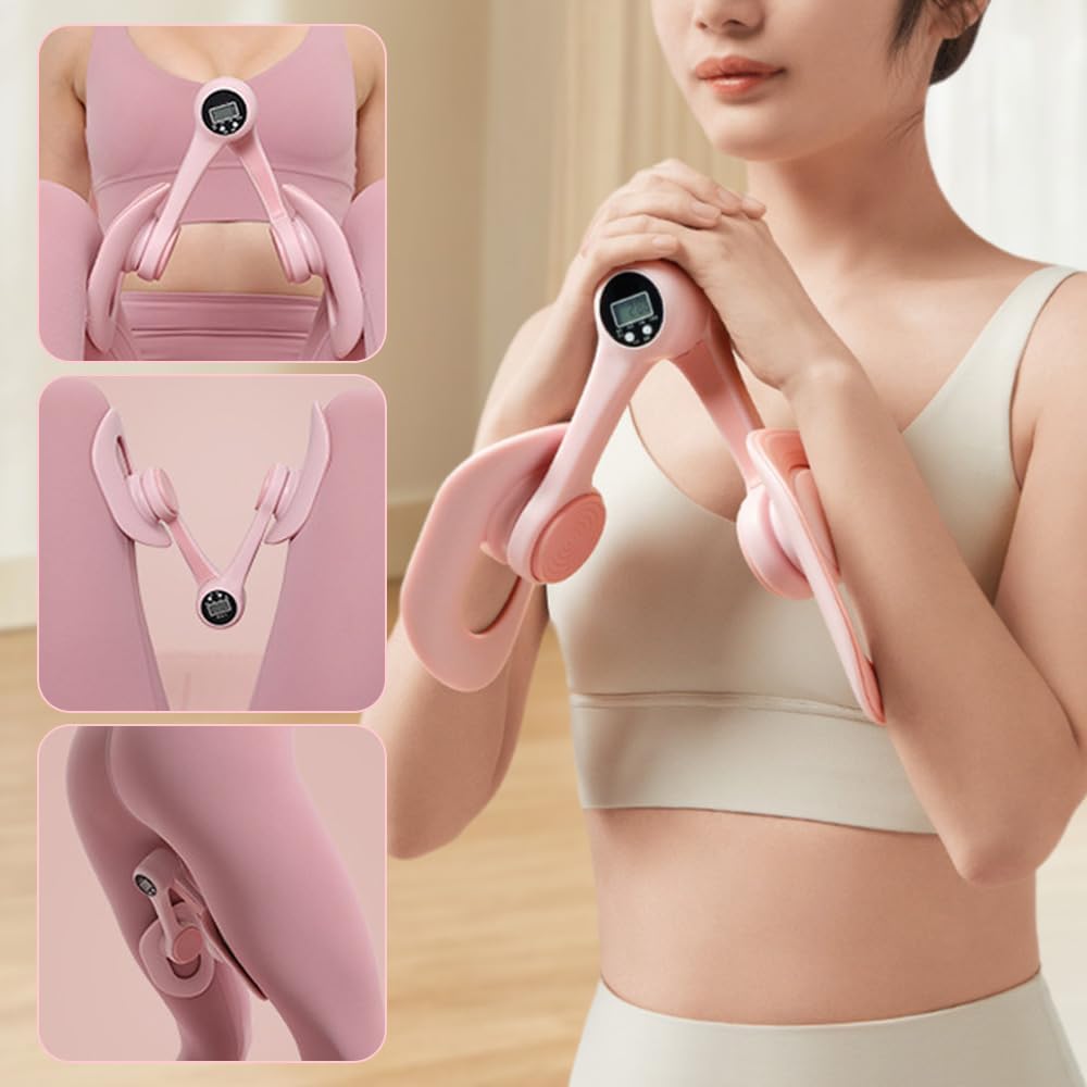 Thigh Trainer 360°Adjustable Trainer with LED Display Inner Thigh Exerciser with 20LB Resistance Band for Women, Home Fitness Equipment