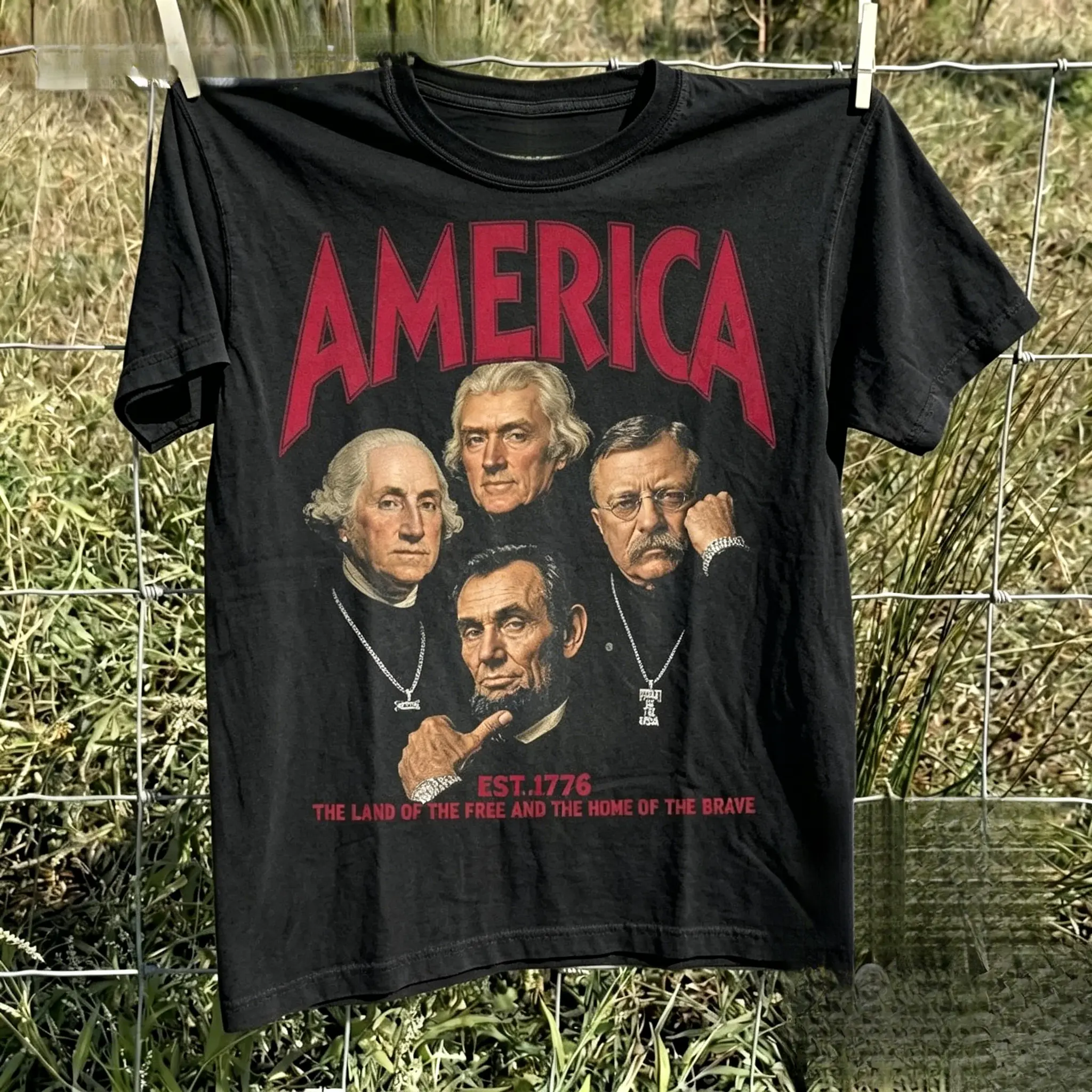 4th of July America T-Shirt |   Vintage Mount Rushmore Presidents Shirt |   Funny Patriotic Graphic Tee |   Est 1776 Comfort Colors Tee,Cute