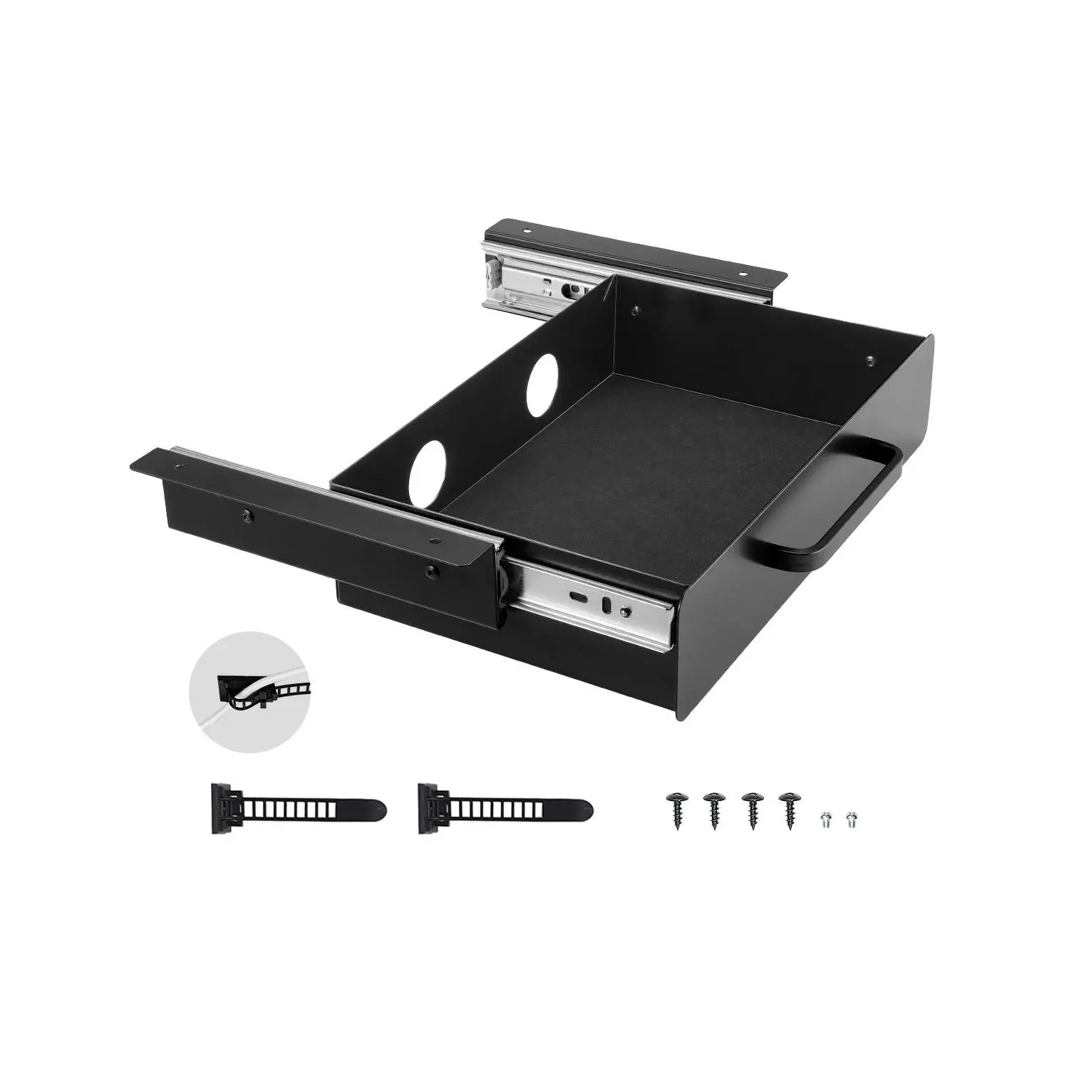 VEVOR 13" Wide Under Desk Drawer Slide Out, Under Desk Mounted Pull-out Drawer Attachment, Hidden Desktop Storage Organizer, Under Table Pencil Drawer for office Home Sit Stand Workstation, 15x9x3 in