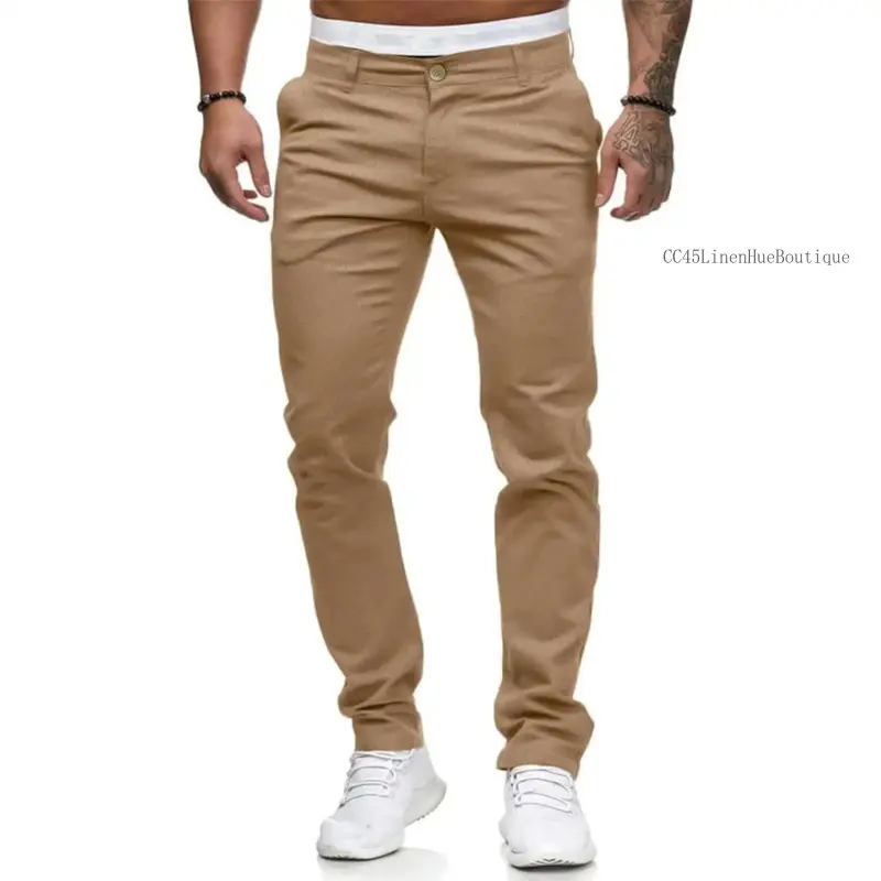 Women's Plain Slim-Fit Stretch Skinny Linen-Hue Chinos, Dress Pants from CC45 Boutique