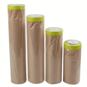 Pre-Taped Masking Paper for Painting, 50 Feet Tape and Drape, Paint Adhesive Protective Roll, Covers Skirting, Frames, Cars, Auto Body