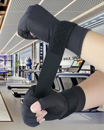 2 Pairs Copper Arthritis Gloves, Fingerless Compression Gloves for Men and Women, Pain Relief and Healing for Arthritis Hand, Carpal Tunnel, Typing and Daily Work (Black, Medium)