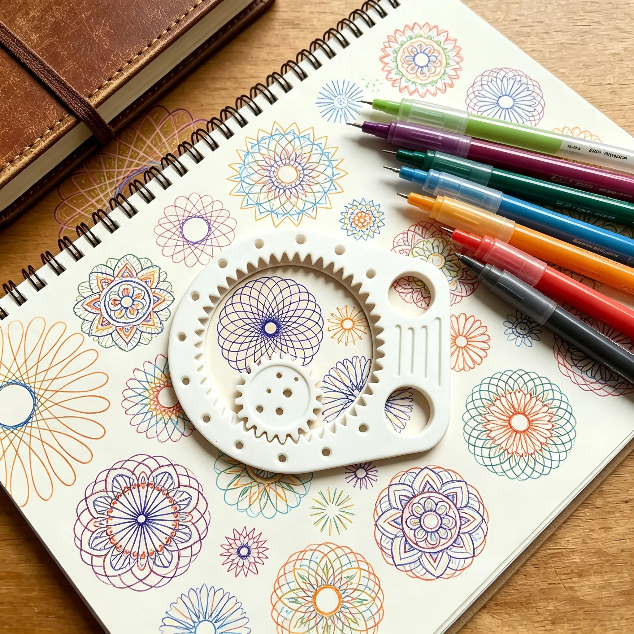 3-Piece Drawing Tools Set, Multi-Functional Gear Ruler, Create Varied Patterns and Curves, Creative Tool for Adult Journals and Decorative Art
