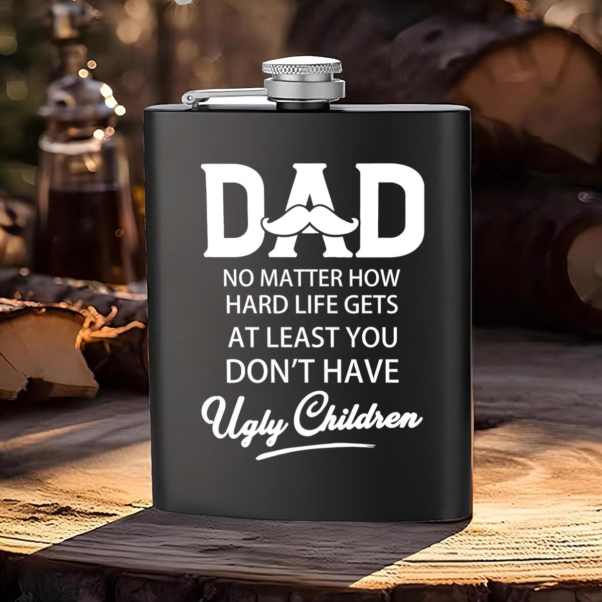 Stainless Steel Flask, 1 Count 8oz Funny Letter Pattern Flask, Gift for Dad, Perfect Outdoor Gift for Father's Day, Birthday, Halloween