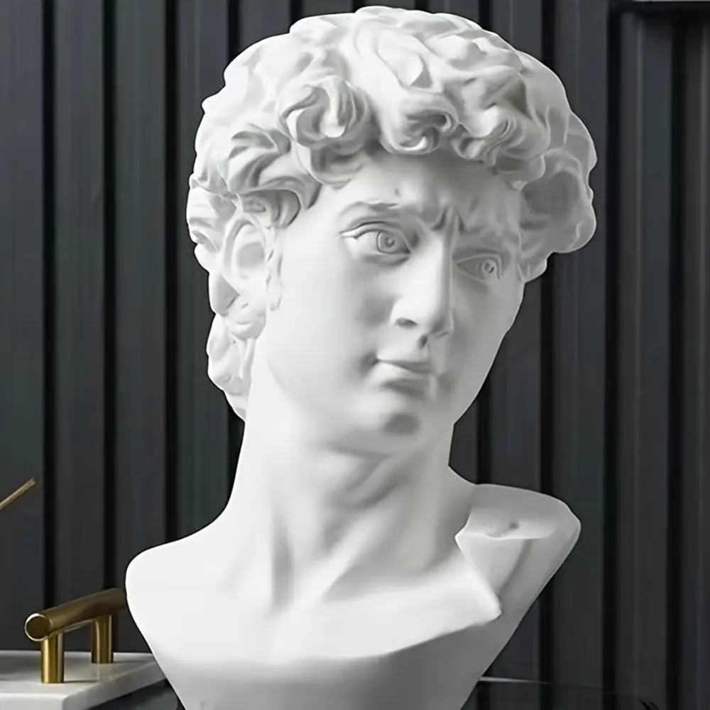 David Gypsum Statue, Nordic Figure Sculpture Decor, Creative Indoor Outdoor Ornament, Office Living Room Bedroom Shelf Desktop Display, Art Portrait Collection