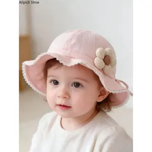 Baby Hat Spring Summer Sun Protection Cap, Infant Sun Hat, Sun Bonnets, Sunbonnets, Toddler Sunhat, Cartoon Flower Fisherman Hat, Thin Cute Bucket Hat for Outdoor Play Walk Hike, 1-3 Years Old