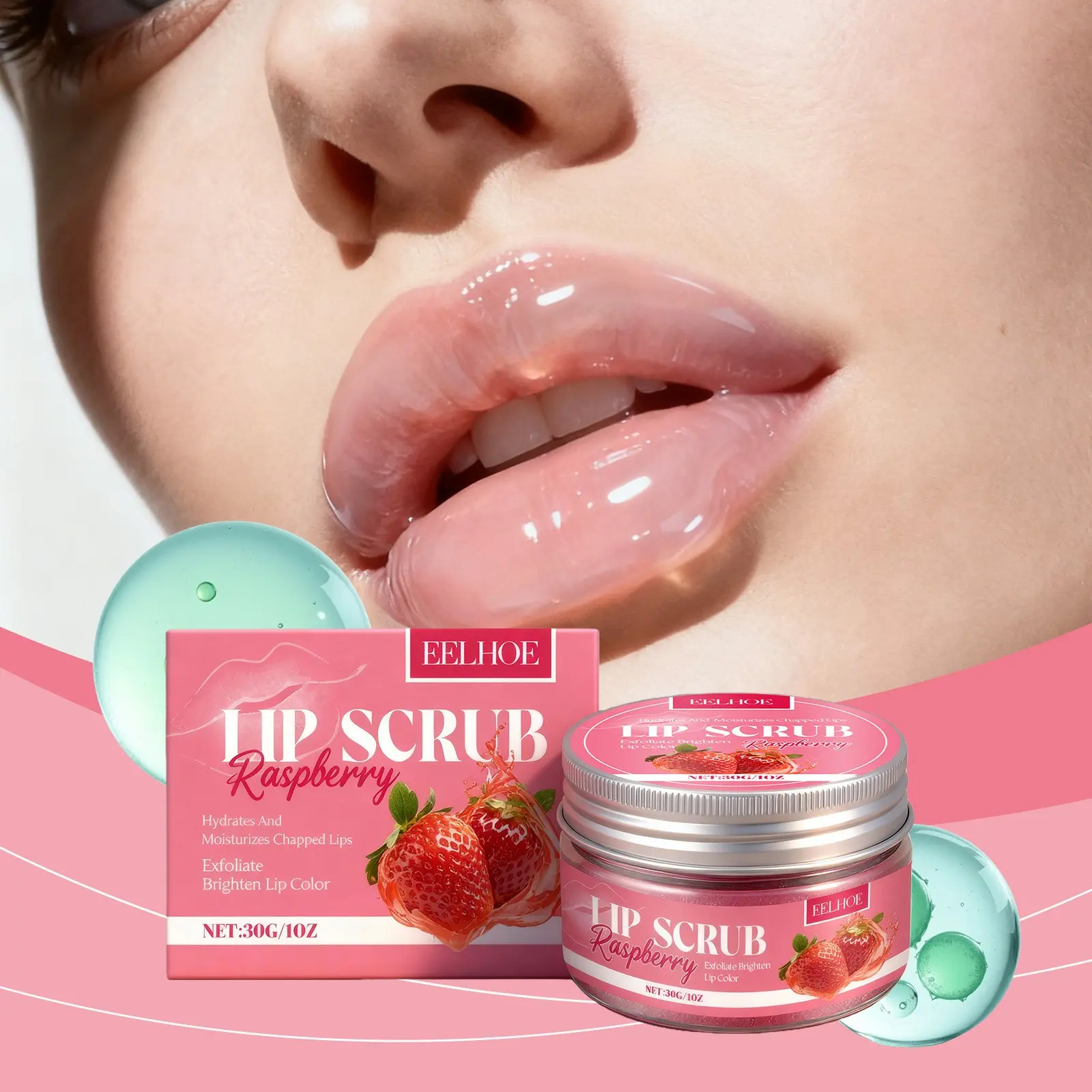 EELHOE Lip Scrub Daily Moisturizing Natural Plumping Glossy Soft Lips Hydrating Non-Sticky; Strawberry Lip Scrub One-Click Removal of Dryness Dead Skin! Too Embarrassing to Wear Lipstick on Chapped Lips? This Lip Scrub Emergency Care for Dry Lips