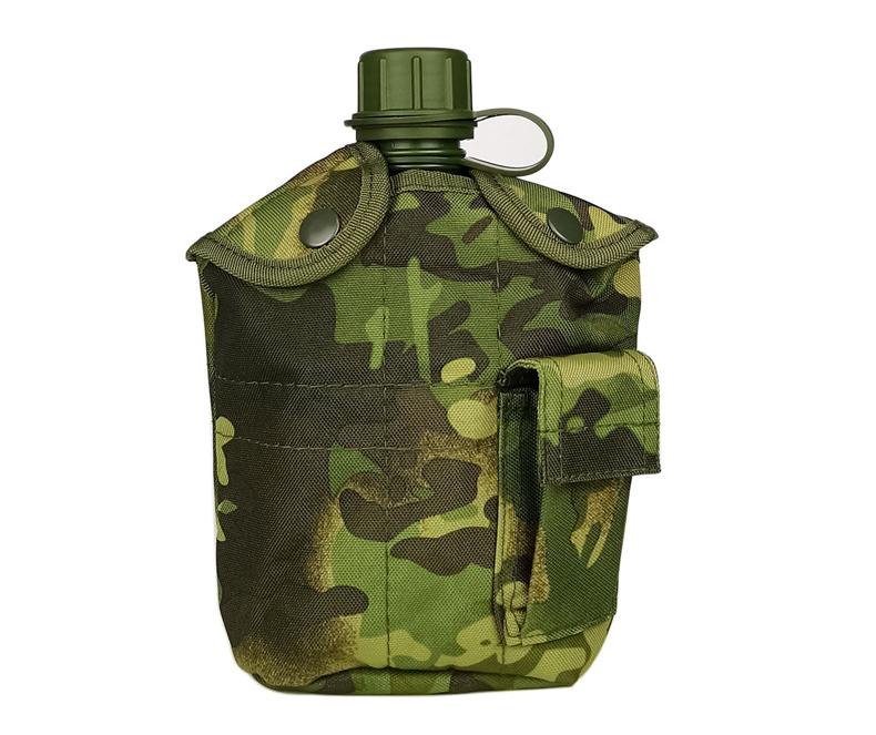 Tactical Military Canteen Kit with Camo Cover, 1L Portable Water Bottle Set for Camping, Hiking, Survival & Outdoor Adventures