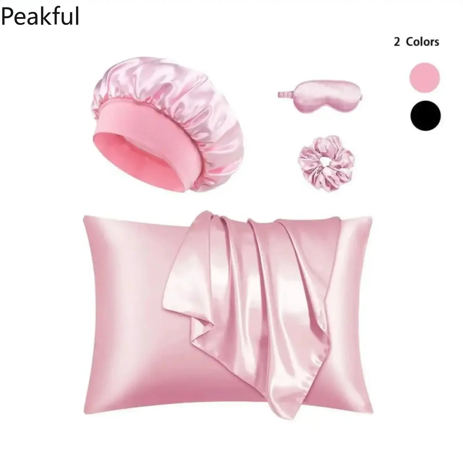 Viral Morning Shed Sleep Set with Hair Bonnet & Silk Eye Mask, Pink Shower Cap & Hair Tie for Nighttime Care, Reduces Frizz & Wrinkles, Ideal Gift for Beauty Sleep & Skincare Lovers