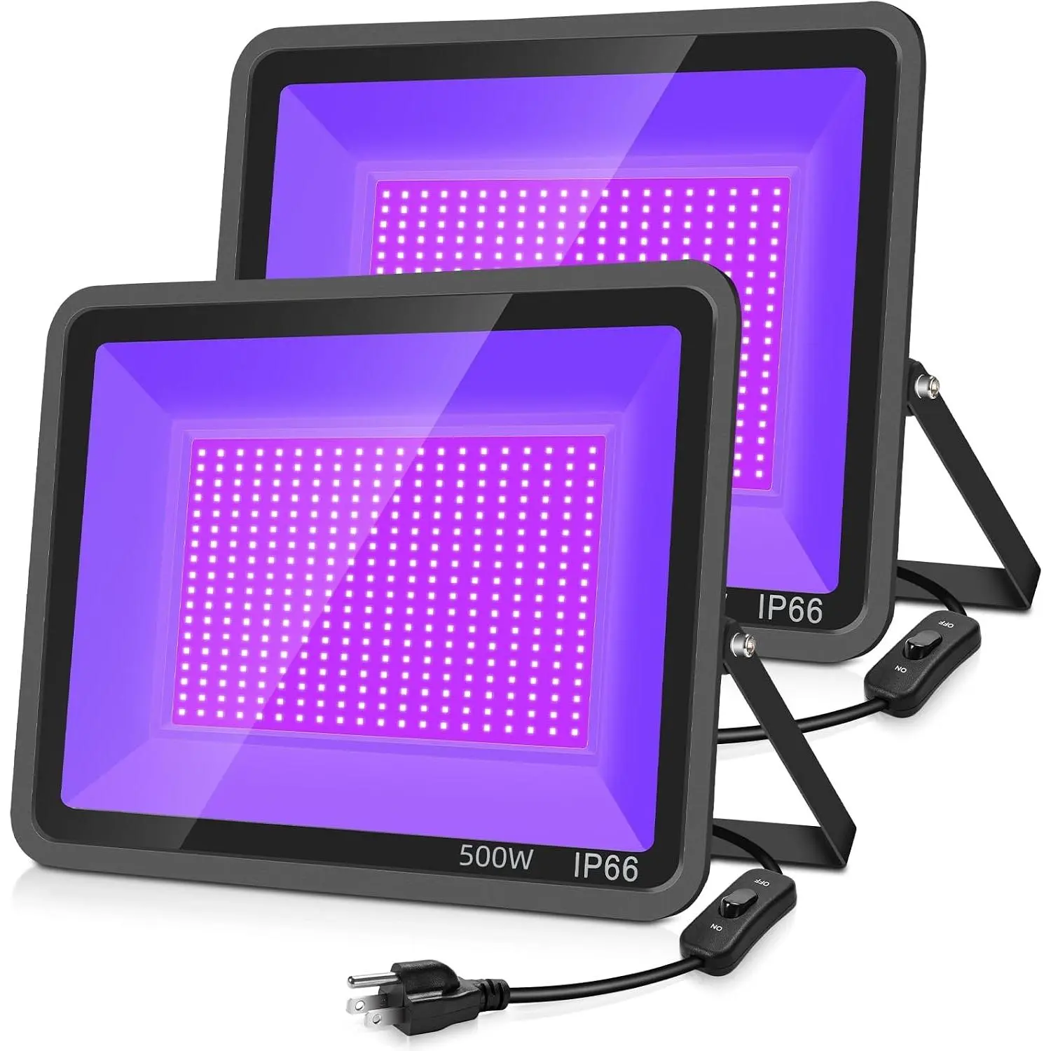 200W 2 Pack LED Black Light, Halloween Outdoor Blacklight Flood With Plug and , IP66  for Glow in The Dark, Party,  , Florescent, Aquarium