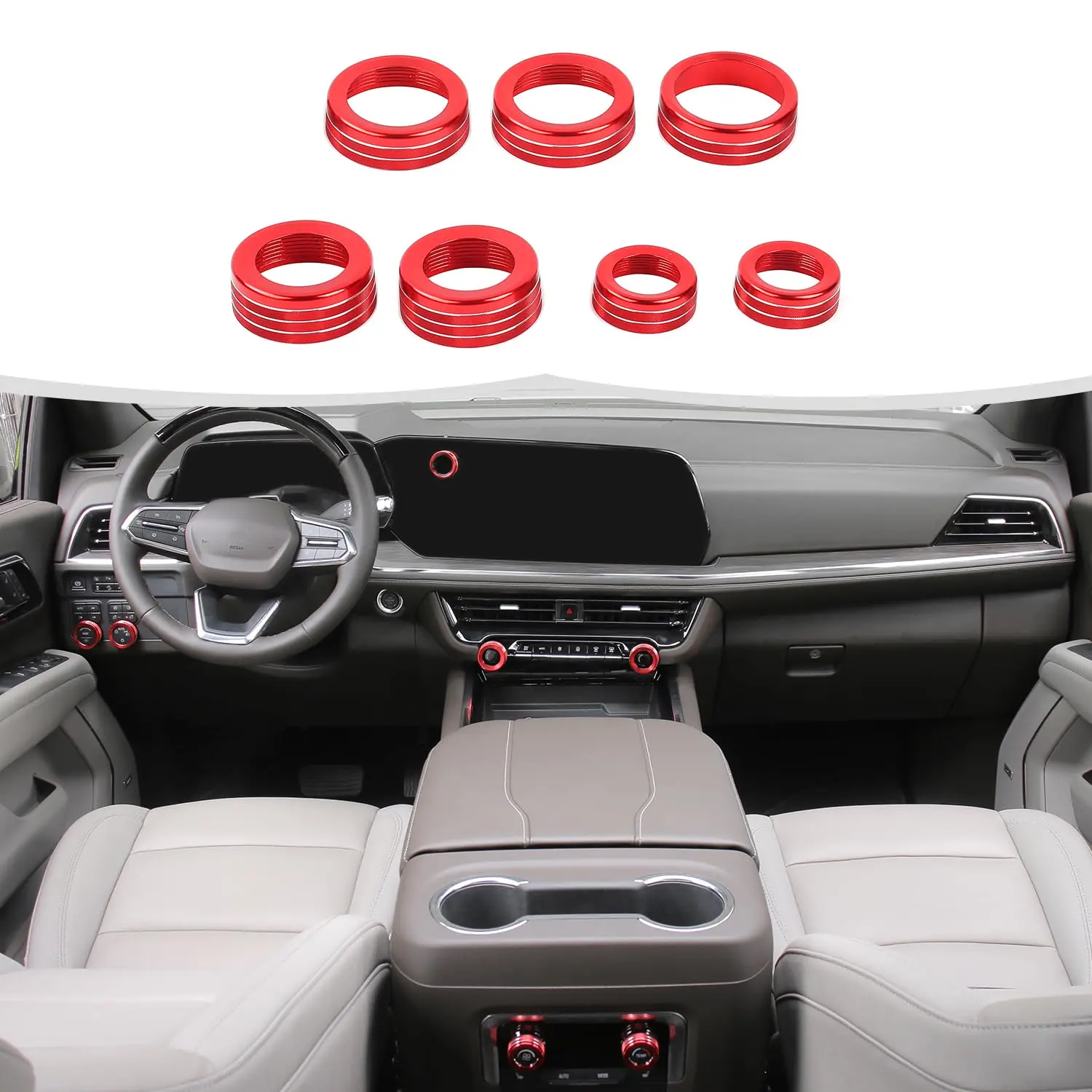 Linskip Dash Knob Covers for Chevy Suburban Tahoe 2025-2026+, Aluminum Switch Control Knob Kits for Suburban Interior Accessories(Red)