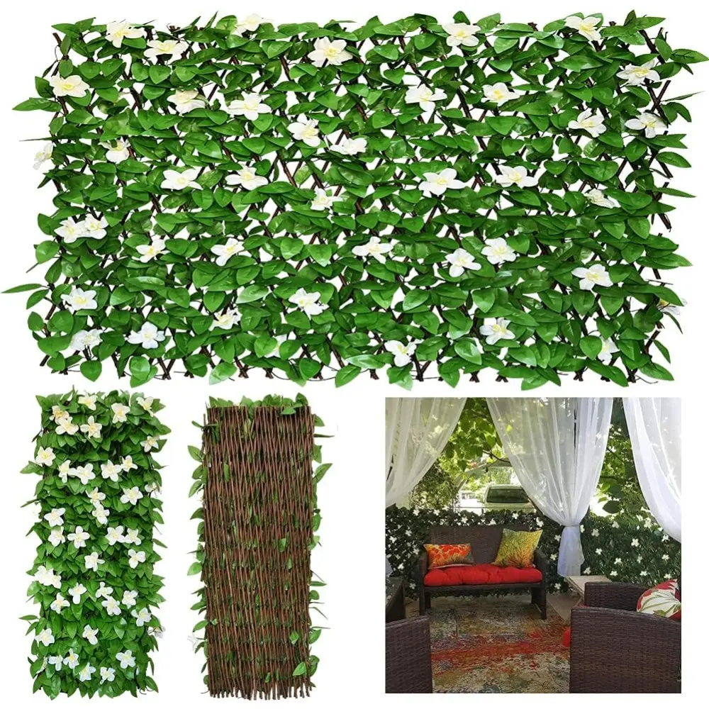 Expandable Faux Ivy Fence – Adjustable Lifelike Greenery Privacy Screen, Artificial Single Sided Leaves Wall Decor for Outdoor Balcony & Patio, Easy Diy Install, Creates Natural Cozy Ambiance, Durable Weatherproof Design