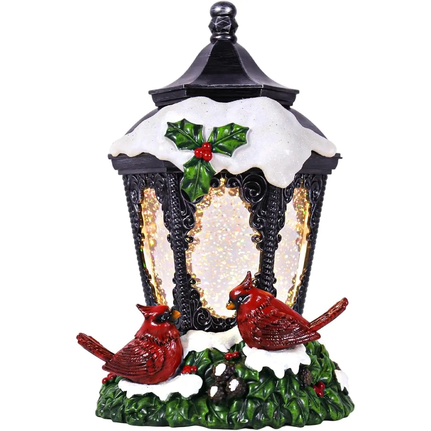 Christmas Snow Globe Lantern Cardinals Water Glittering Globe with 6H Timer Function Christmas Snow Globes 3 AA Battery Operated for Christmas Festival Decorations Gifts (Cardinals)