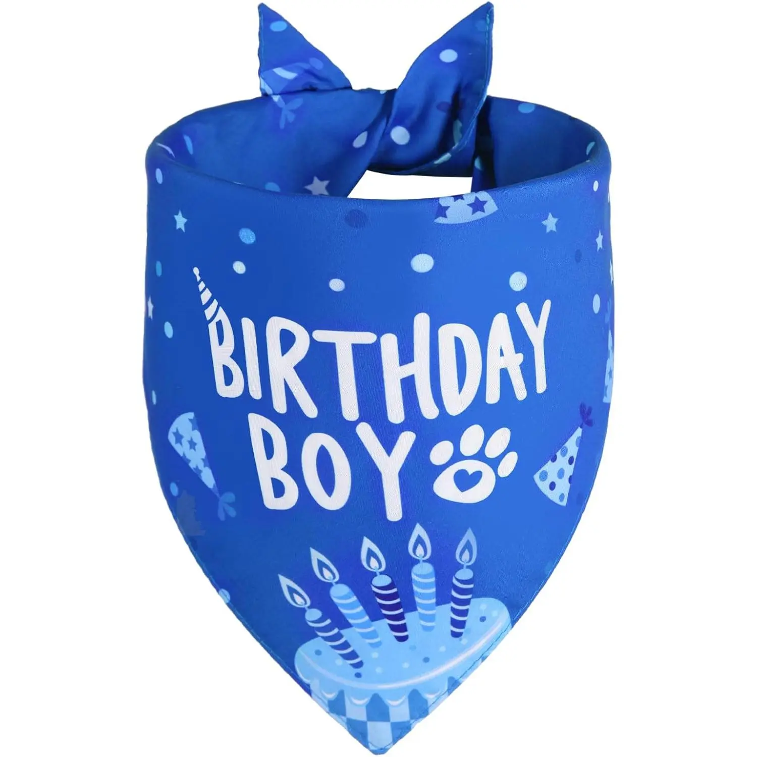 Dog Birthday Bandana Blue Boy XLarge 1PCS, Durable Triangle Reversible Scarf Bibs Handkerchief for Puppy Pet
