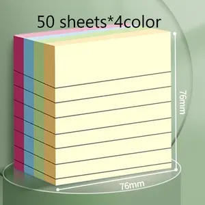 Lined Self-Adhesive Sticky Note Pads (100pcs/200pcs) - Multicolor Edge Memo Markers, Practical Stationery Organizers for Students, Office & Indoor Recreation Use