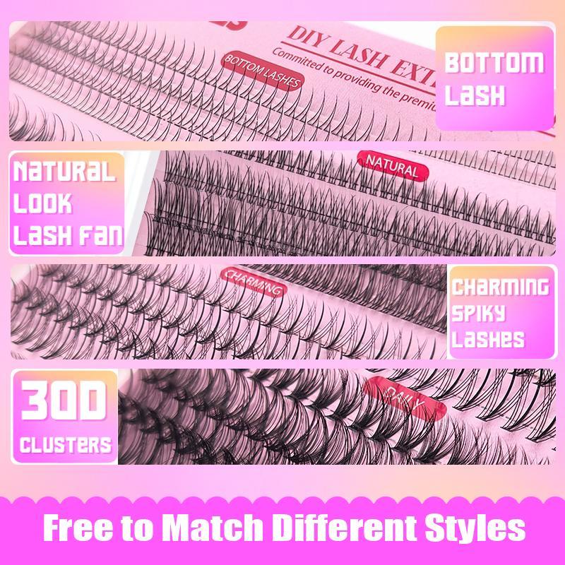 False Eyelashes Tool Set, 1 Box Natural Look Eyelash Extensions, Self Grafting Curl Eyelashes, Eye Makeup Enhancement False Eyelashes for Women & Girls, DIY Eyelash Extensions
