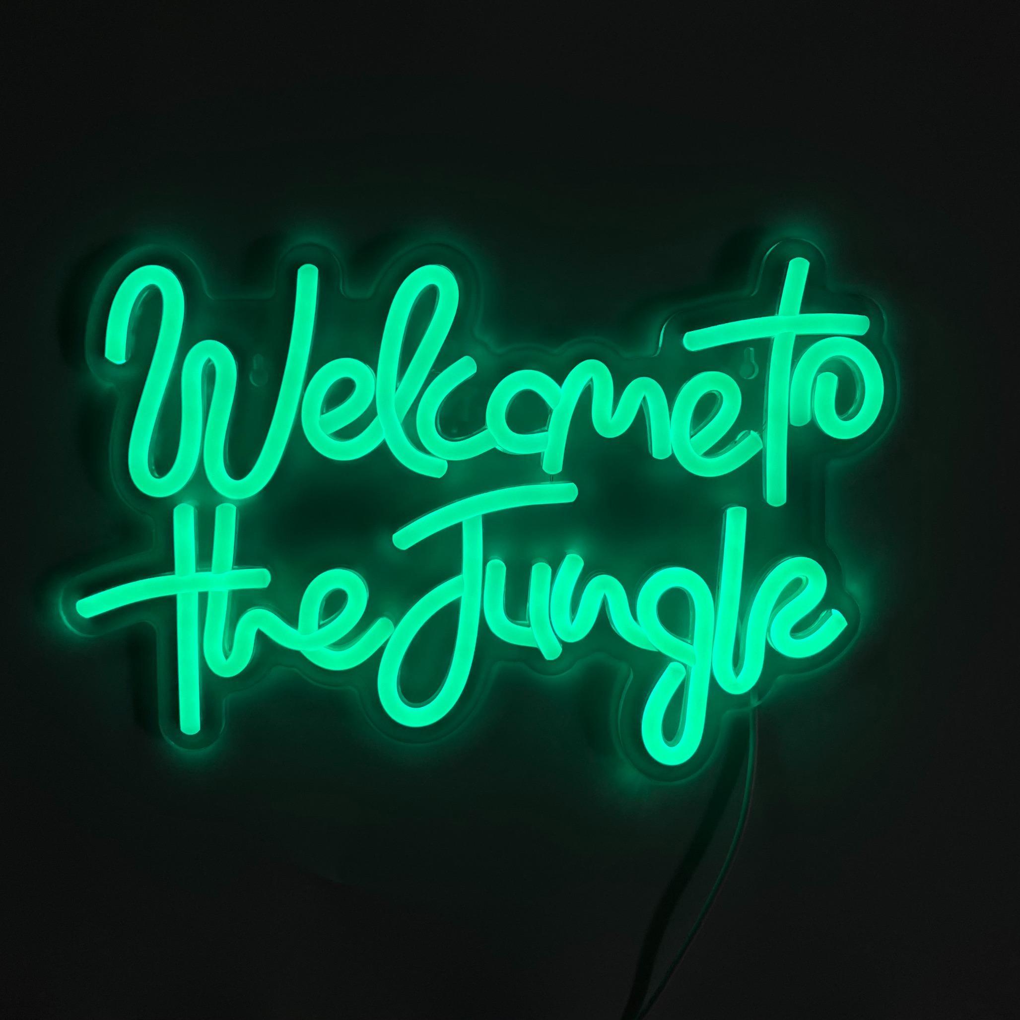 Welcome To The Jungle Letter Design Neon Sign, Led Neon Signs, 1 Count USB Powered LED Neon Light with Inline Button Control, Decorative Light for Home Party Game Room, Neon Accent Lights, Decorative Lighting, LED Lighted