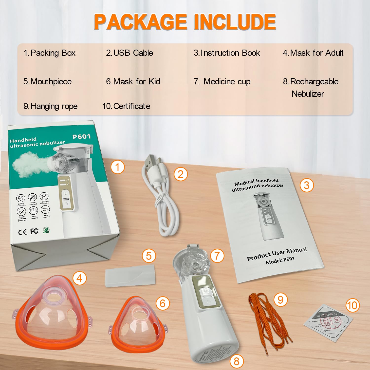 Portable Handheld Ultrasonic Mist Maker, 1 Box USB Rechargeable Nebulizers with Accessories, Personal Care Appliances for Home & Travel, Portable Nebulizer, Nebulizer Mask