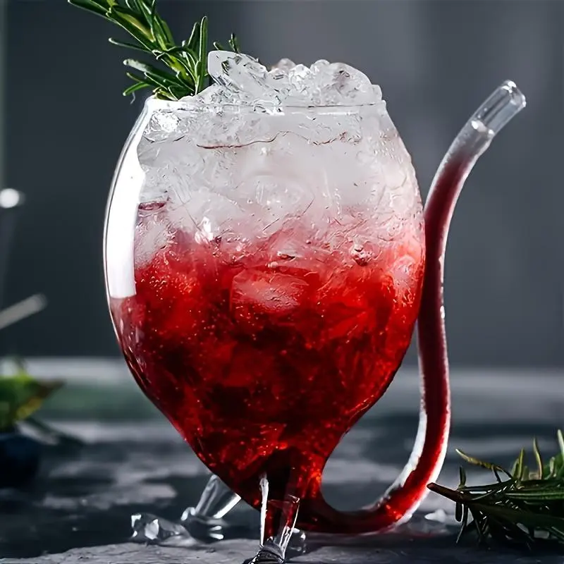 1pc Wine Glass with Straw - Multi- Glass Cup & Decanter Suitable for Juice, Ice Cream, Champagne, Parties - Drinkware for Restaurants, Cafes, Bars, - Glass Material, Hand Wash Only