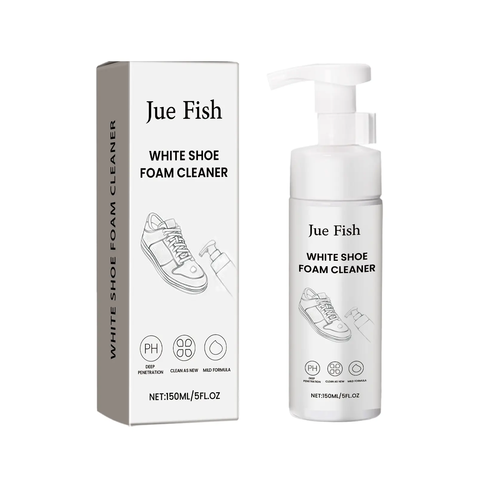 Jue-Fish White Shoe Foam Cleaner - Multi-functional shoe cleaner for stain removal and whitening