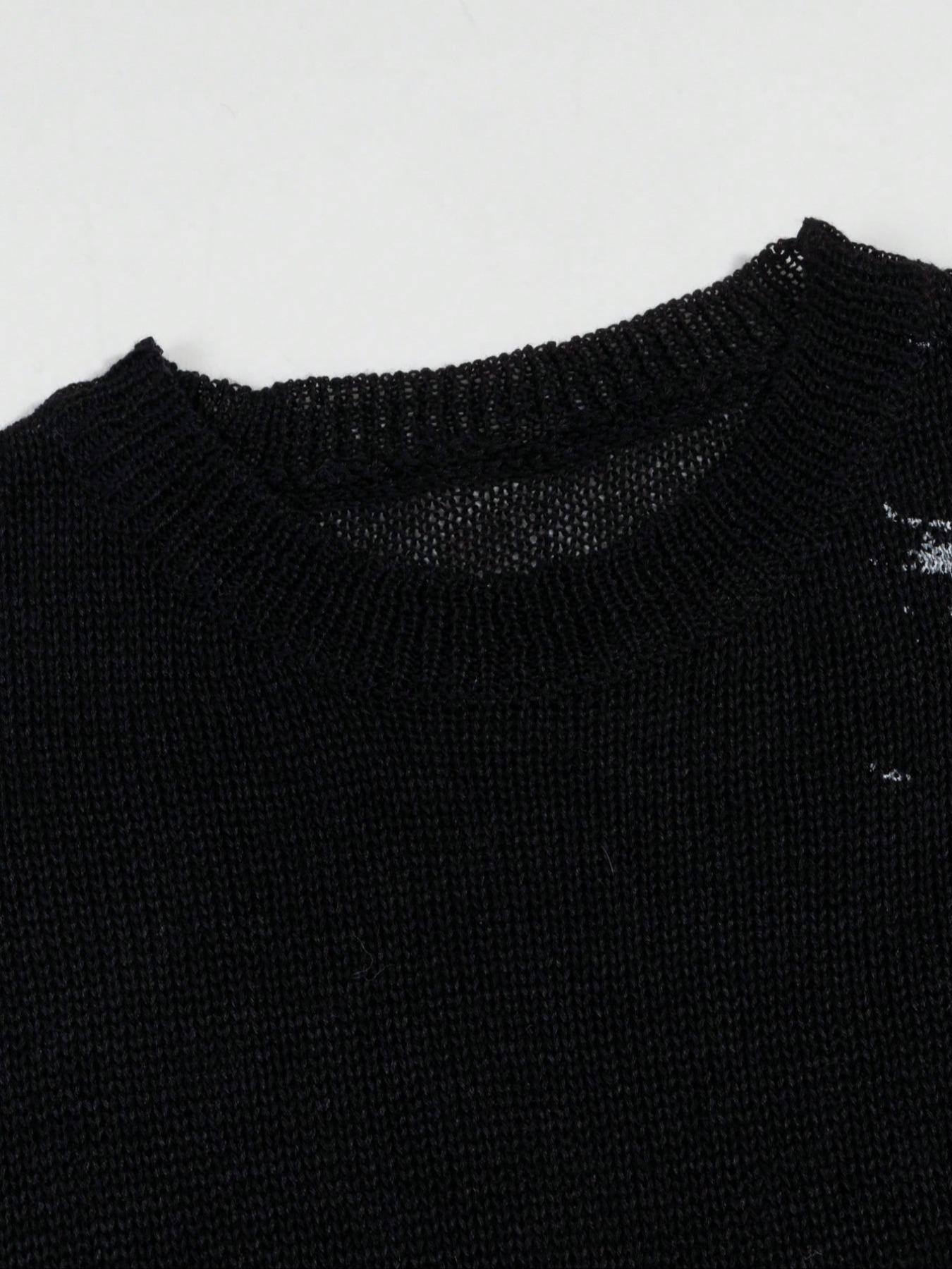 Men's Letter Print Frayed Trim Crew Neck Sweatshirt, Loose Casual Street Soft Comfy Long Sleeve Pullover for Daily Wear, Men's Top for Spring & Fall, Streetwear, Hoodie, Short, Baggy