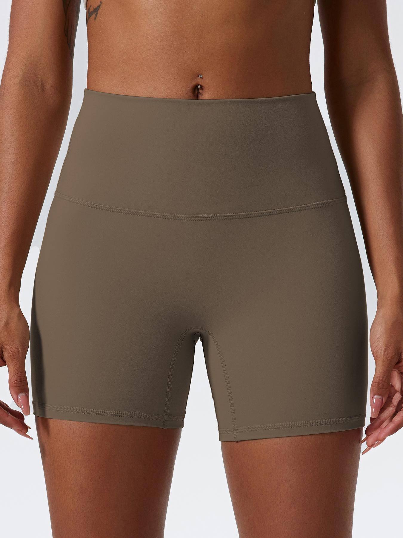 Women's Plain High Waist Skinny Sports Shorts, Gym Shorts, Sporty Wide-Waistband High-Stretch Shorts, Skinny Workout Shorts, Ladies' Sportswear for Indoor Outdoor Wear