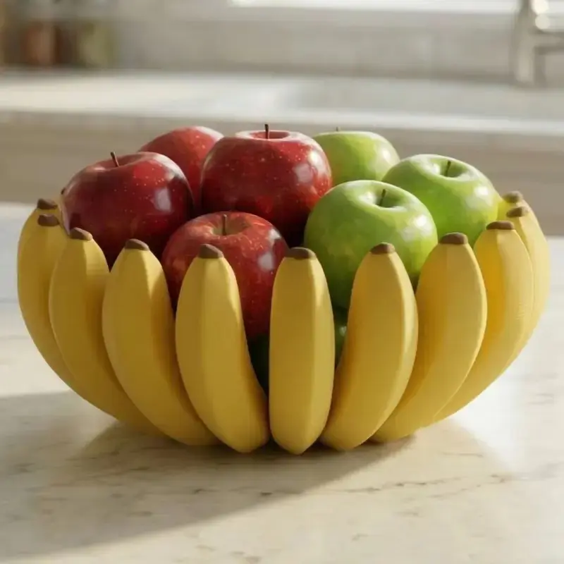 3D Printed Banana Theme Fruit Candy Tray, 15cm Modern Dessert Stand, Kitchen Table Decor, Office Snack Dish, Stylish and Functional