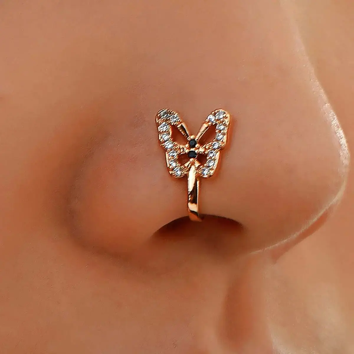 Zircon U-shaped butterfly shape no piercing wearable nose clip, daily gift for ladies