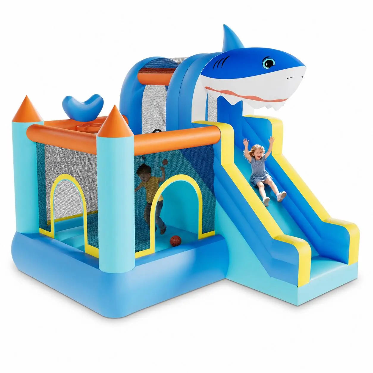 Durable Inflatable Bounce House for Kids - Bouncy Castle with Slide & Air Blower - Indoor/Outdoor Jumping House for Backyard Family Fun - Ages 3-12
