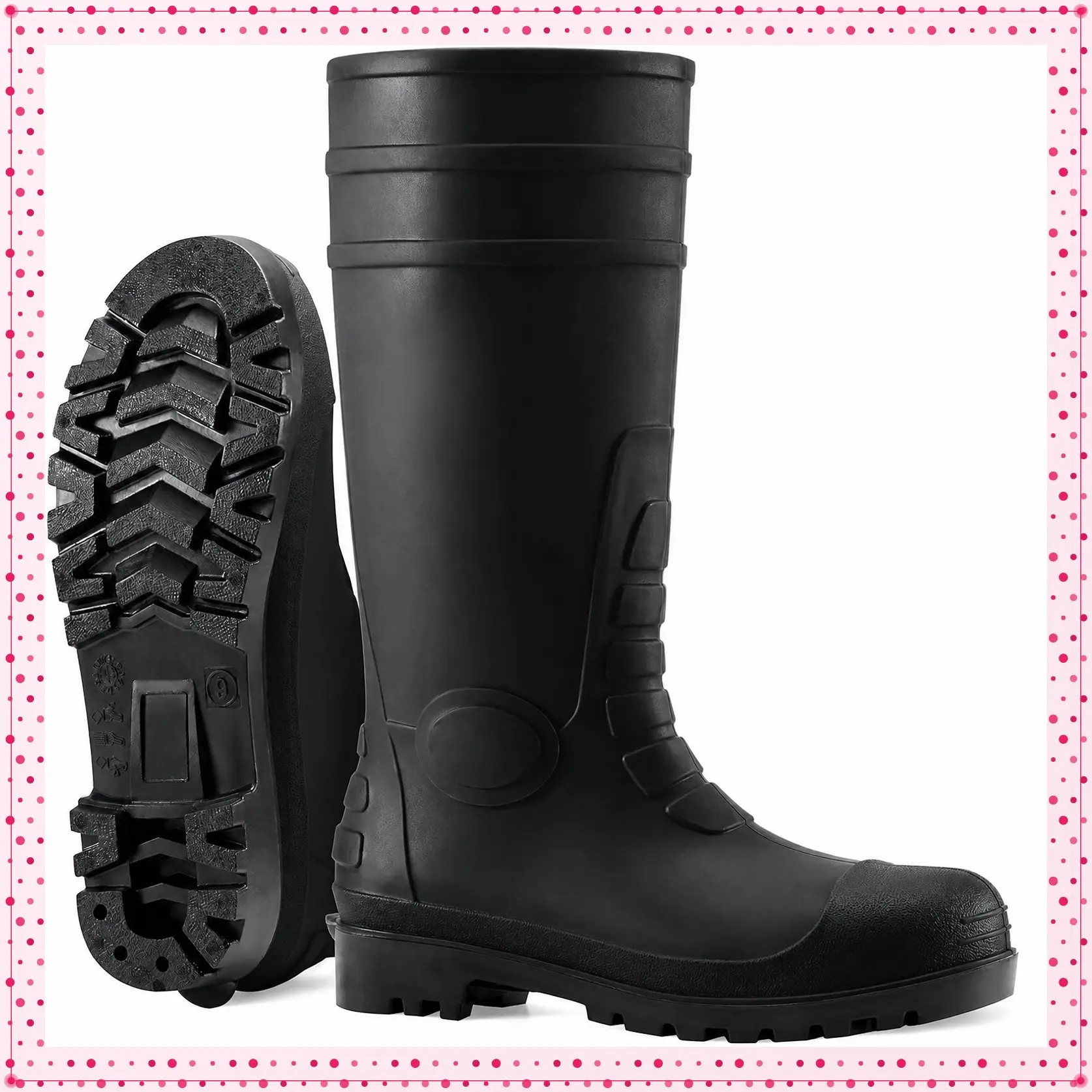 Men's Steel-Toe Rubber Rain Boots Waterproof Slip-Resistant Durable Knee Boots for Garden Fishing Outdoor Farm Agriculture Industrial WorkGift