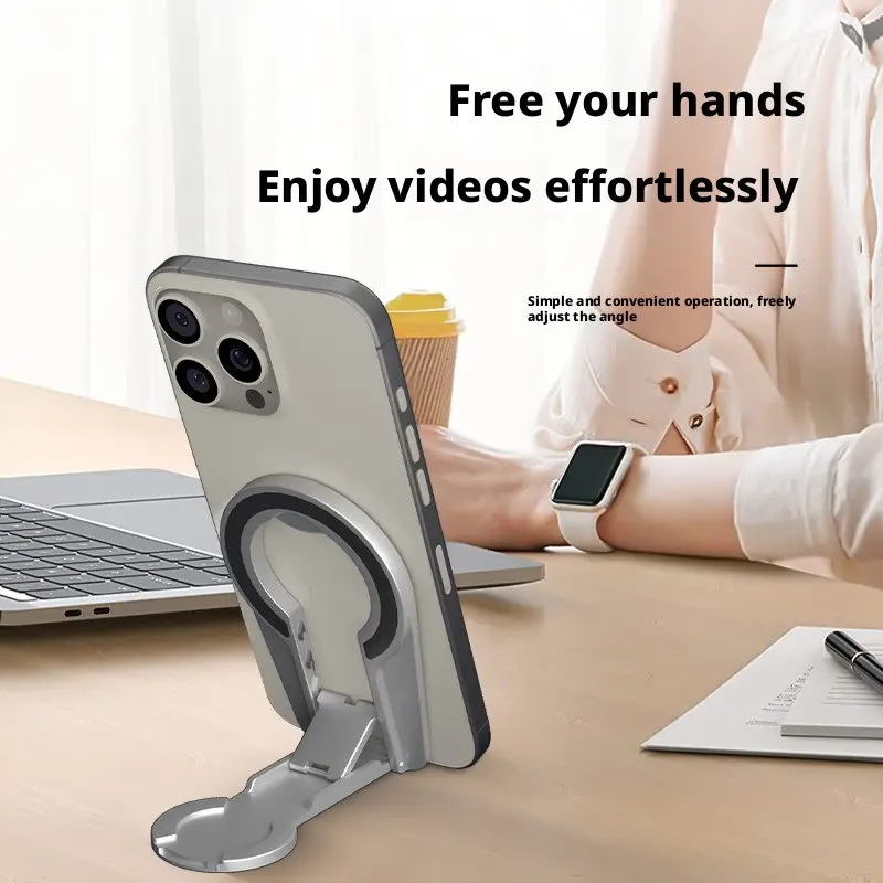 2026 New Magnetic Phone Stand, Dual-Sided Rotatable Foldable Tablet Holder, Three-Position Adjustable Back Magnet Phone Mount