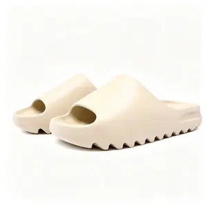 Chunky Contoured Platform Slide Sandals for Men Women, Solid Matte EVA Open Toe Slip On Casual Slippers, Non-Slip Serrated Lug Sole Indoor Outdoor Walking Slides for Daily Lifestyle Wear