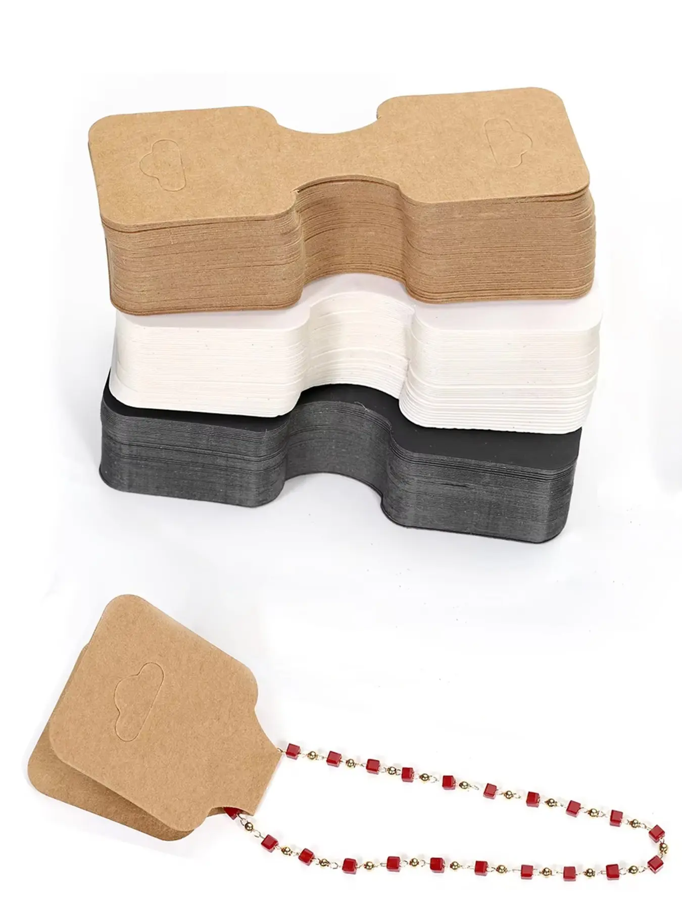 50 Foldable Kraft Paper Jewelry Cards, Packaging Card, Hairband Necklace Bracelet Display Card, DIY Craft Jewelry Showcase Tag