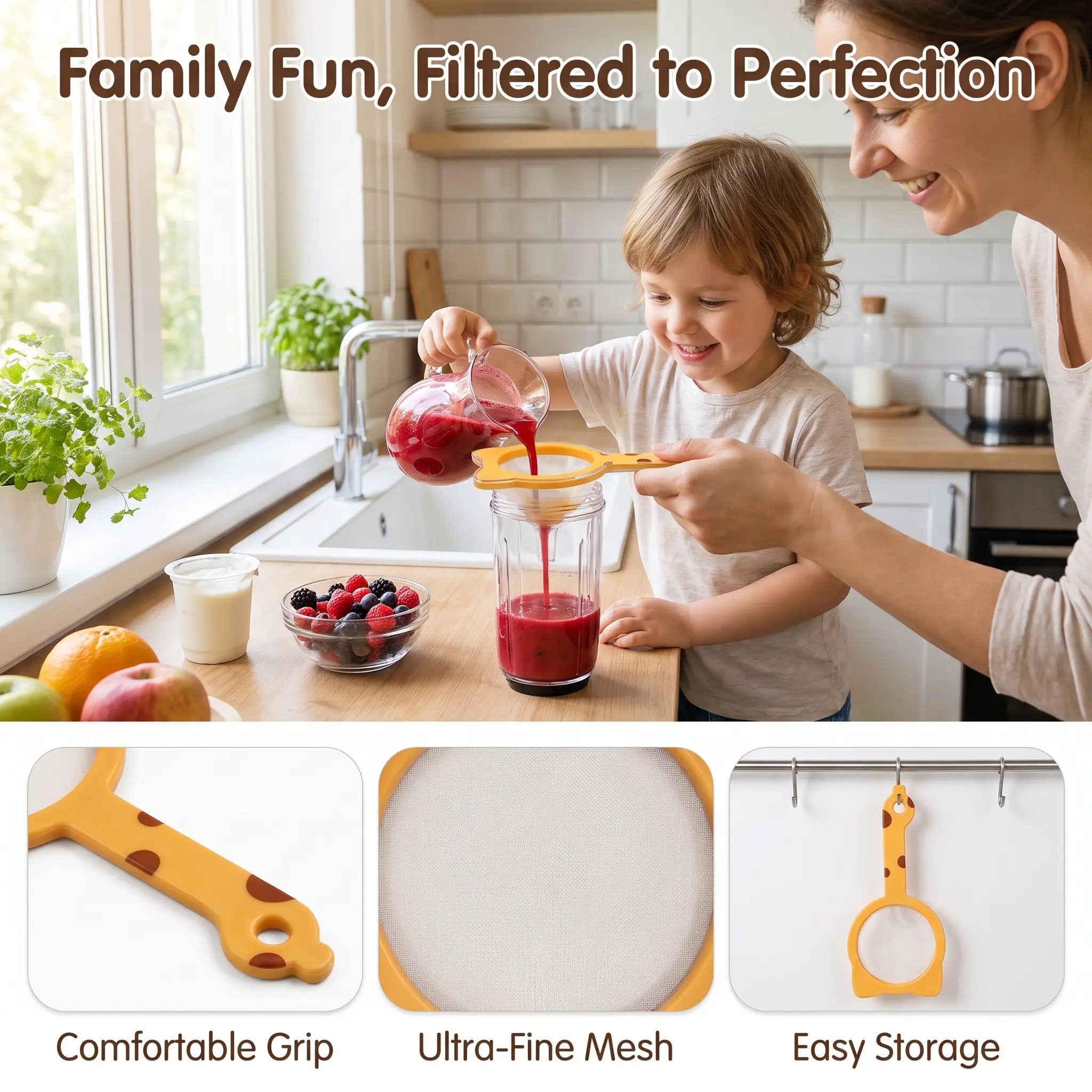 Versatile Fine Mesh Strainer Coffee Tea Flour Sifter Ideal Kitchen Tool for Cooking Food Prep