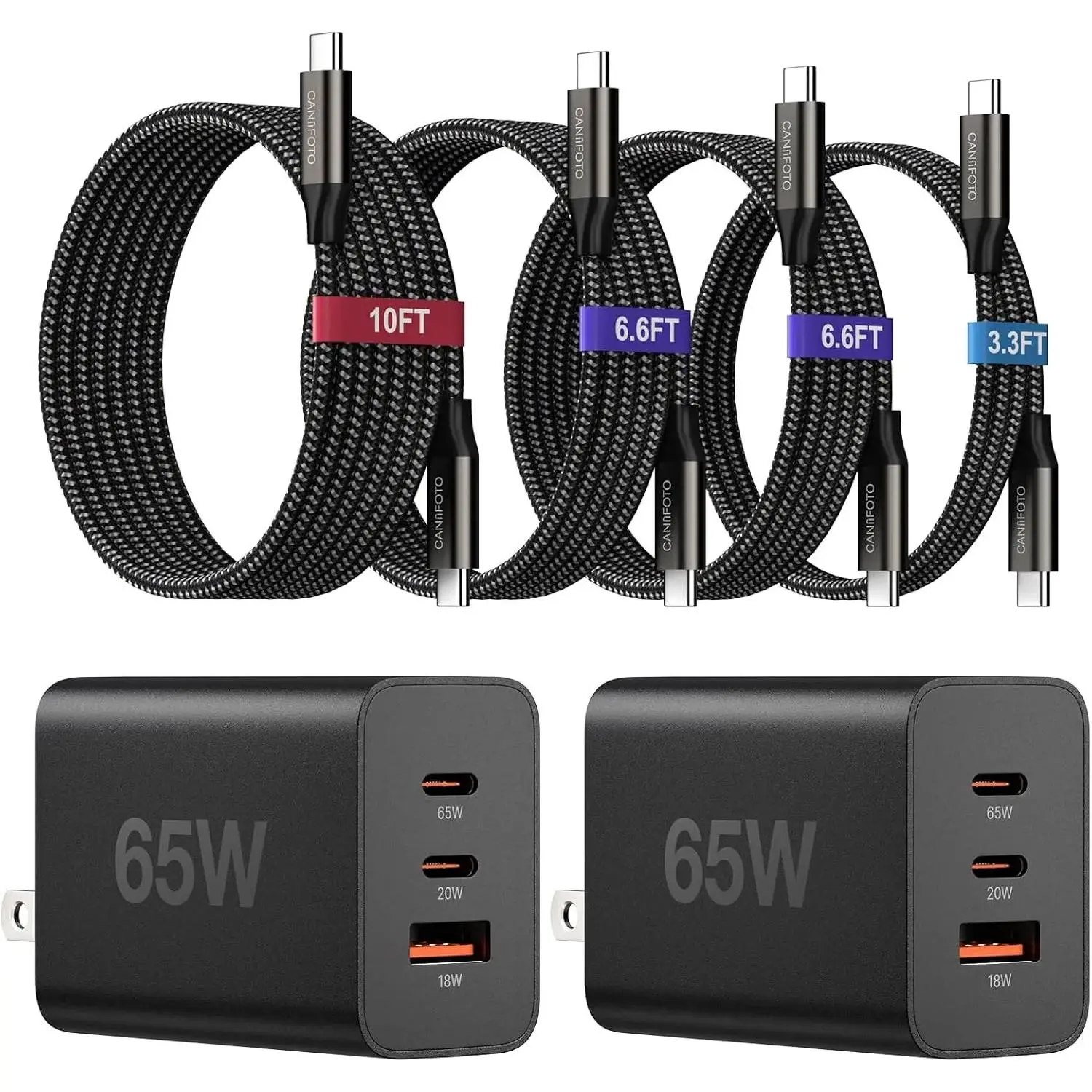 65W Super Fast Type-C Cellphone Charger Block - 3-Port USB-C Plug with PPS/PD/QC Compatibility for iPhone, Electronic Mobile Smartphones, USB Devices (Supports Fast Charging)