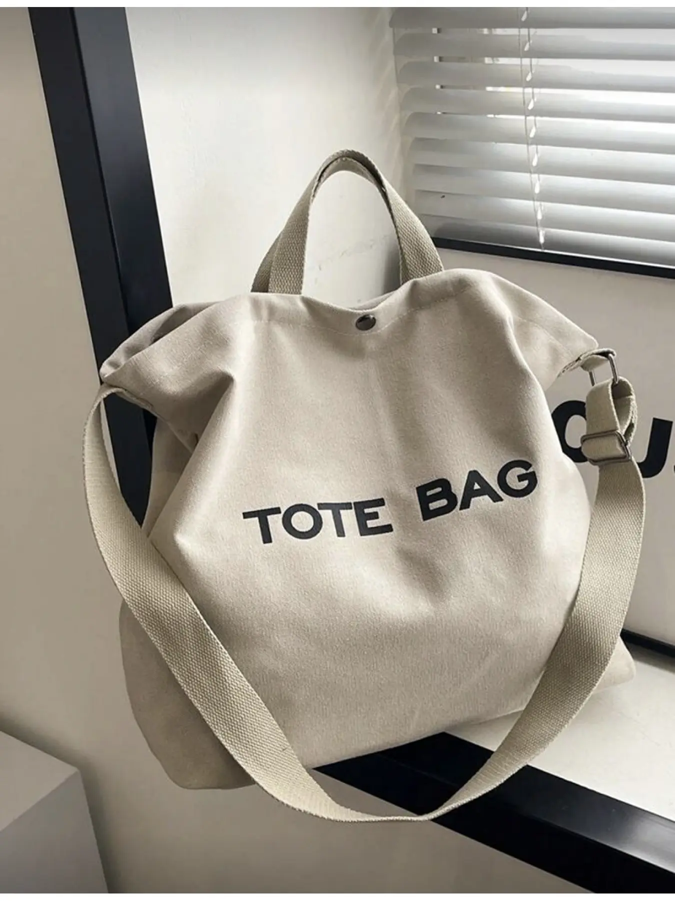Large Capacity Canvas Tote Handbag for Women Girls with Letter Print Vintage Casual Top Handle Crossbody Bag for Work School Shopping Travel