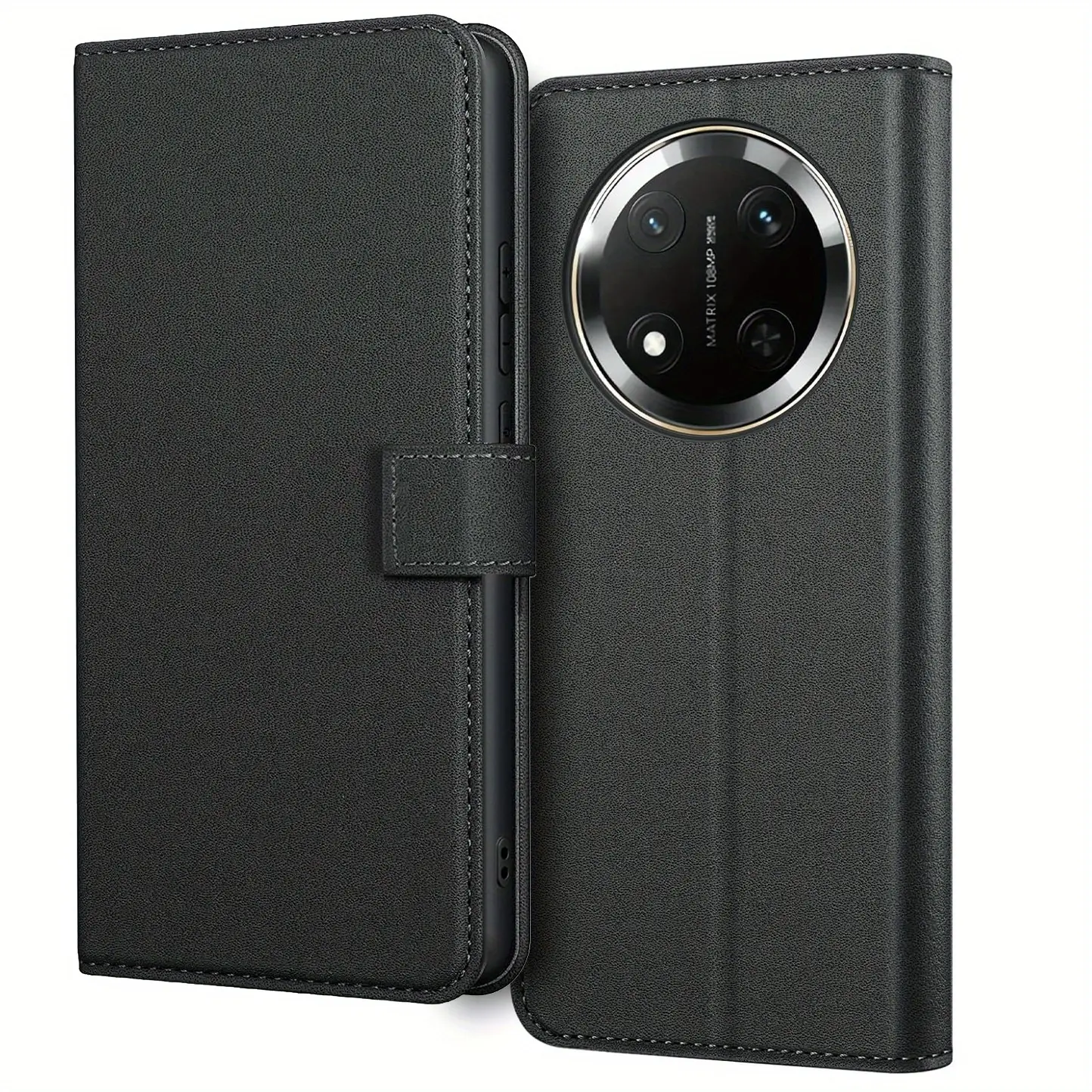 For Honor Magic 7 Lite / Honor X9C 5G Case With Kickstand PU Leather Card Slot Black Wallet Flip Protective Phone Case Cover