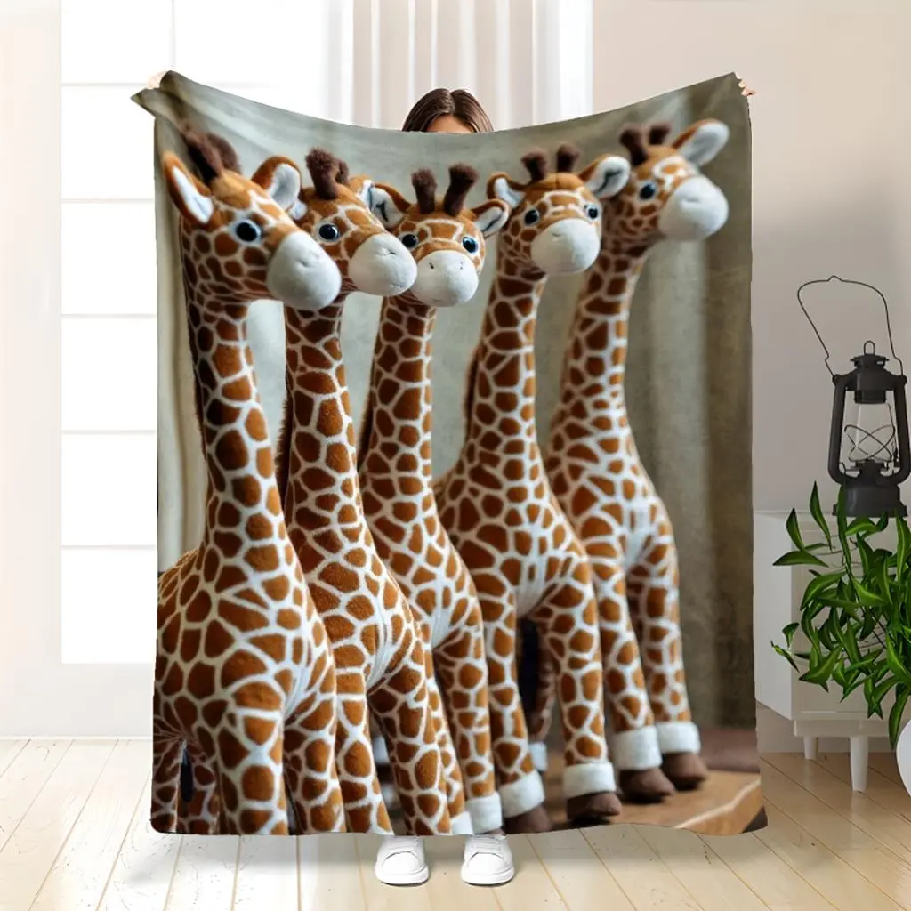 1pc Giraffe Design Blanket, Hot Selling Printed Throw Super Soft Shawl Comfortable Air Conditioning Small Cover Nap Holiday Gift Multi-Purpose Decorative Blanket, Bed Blanket, Christmas Blanket,