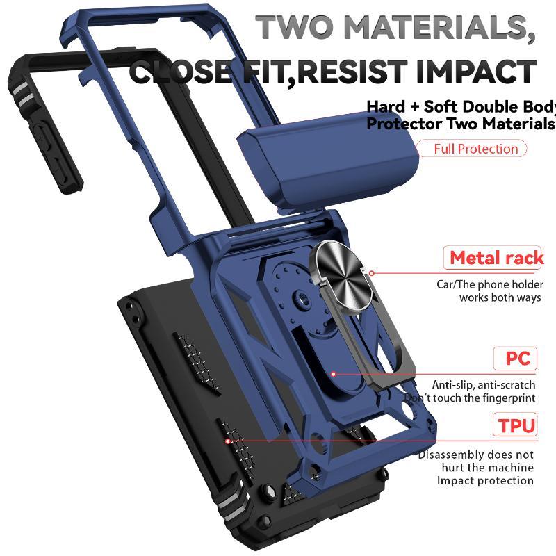 360 ° Rotating Metal Car Bracket Ring Solid Color Armor Lanyard Phone Case For Samsung Galaxy Z Flip 7 6 5 4 3 Protection Cover