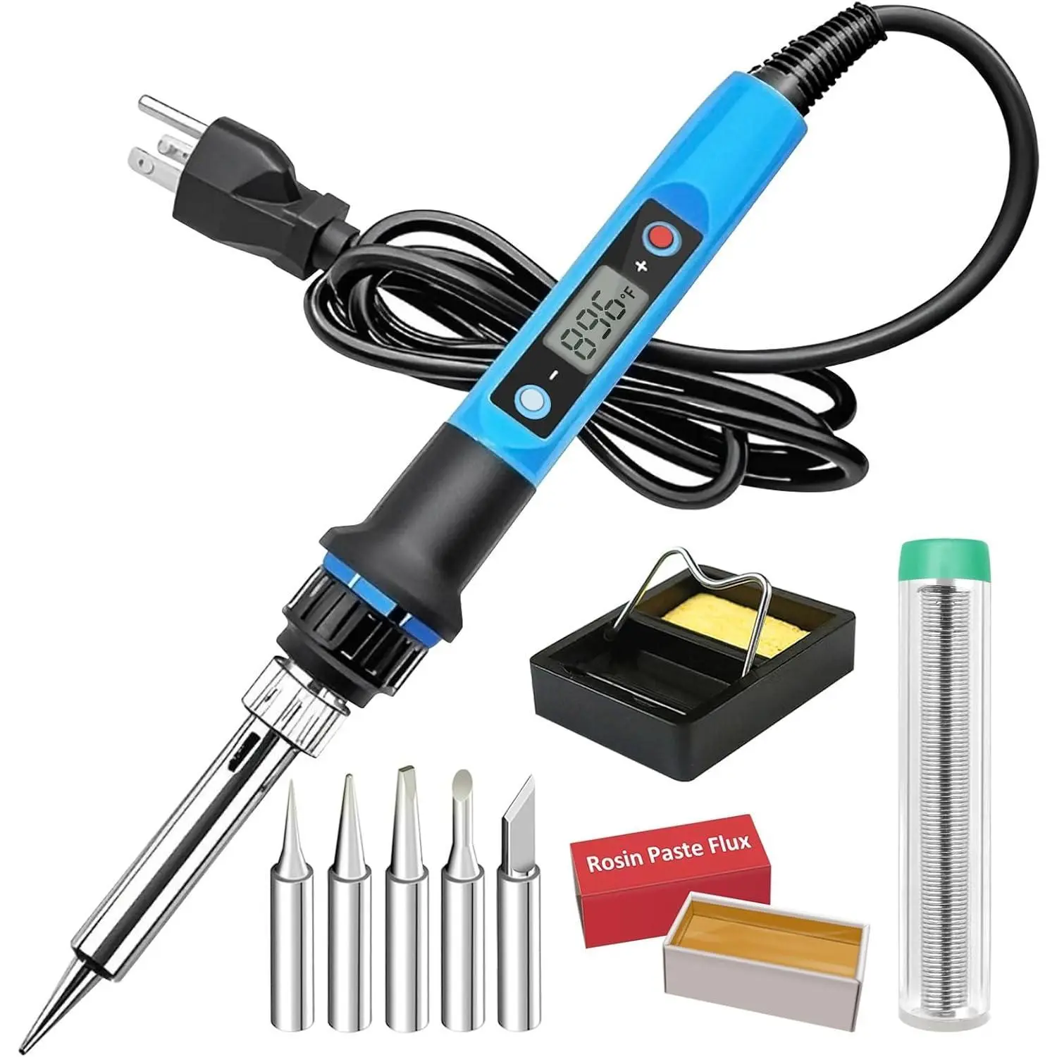 Soldering Iron Kit, 80W 110V Fast Heat up in 10s LCD Digital Adjtable Temperature Soldering Gun Thermostatic Soldering Kit for Electronic